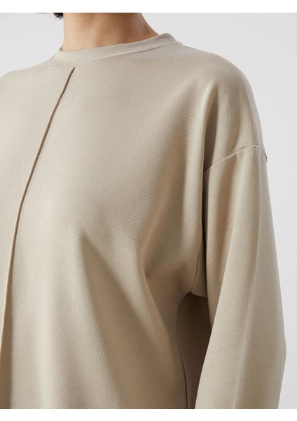 Yeni Sezon Bisiklet Yaka Düz Oversize Kadın Sweatshirt modelleri