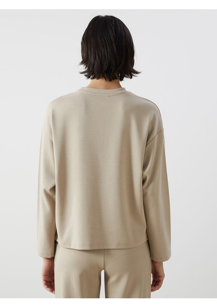 Yeni Sezon Bisiklet Yaka Düz Oversize Kadın Sweatshirt fırsatları