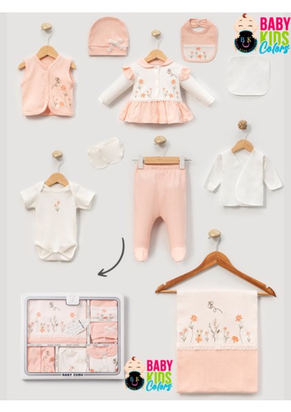 Çiçek Nakışlı %100 Pamuklu 10'lu Hastane Çıkışı