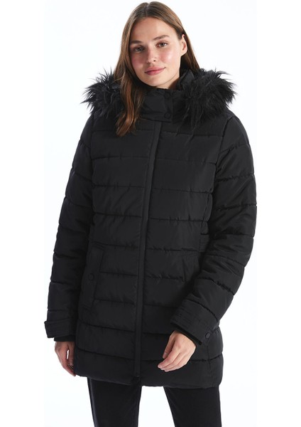 Yeni Sezon Kadın Kapüşonlu Düz Şişme Mont