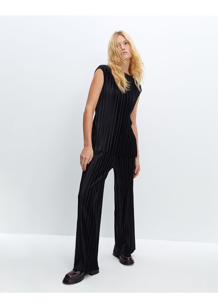 Yeni Sezon Beli Lastikli Dokulu Kadın Pantolon