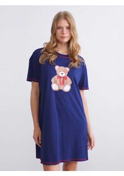 Yeni Sezon Bisiklet Yaka Ayı Baskılı Kadın Gecelik fiyatları