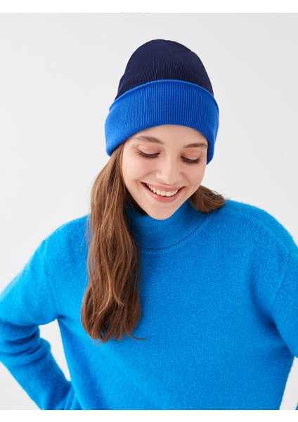 Yeni Sezon Renk Bloklu Kadın Triko Bere fiyatları