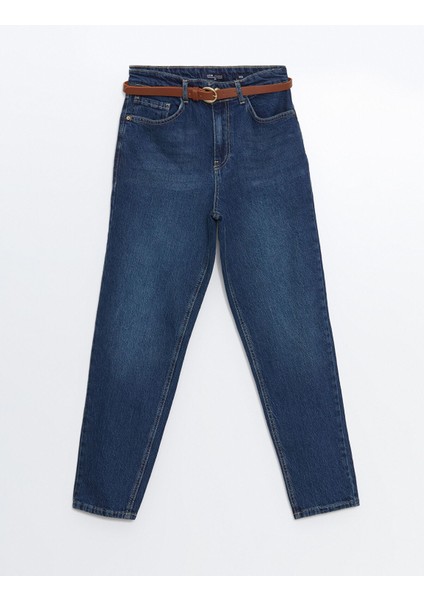 Yeni Sezon Beli Kemerli Mom Fit Kadın Jean Pantolon indirimleri