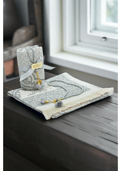 Hediyelik Isme Özel Tesbihli Seccade Seti Gri fiyatları