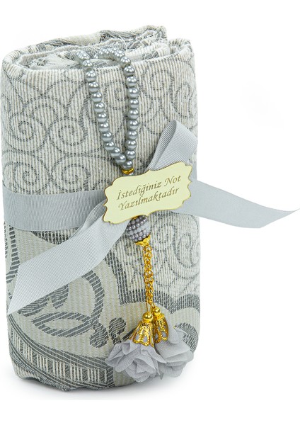 Hediyelik Isme Özel Tesbihli Seccade Seti Gri fırsatları