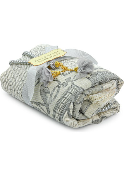 Hediyelik Isme Özel Tesbihli Seccade Seti Gri indirimleri