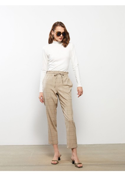 Yeni Sezon Rahat Kalıp Ekose Kadın Pantolon fiyatları