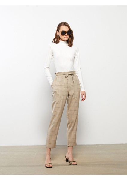 Yeni Sezon Rahat Kalıp Ekose Kadın Pantolon modelleri