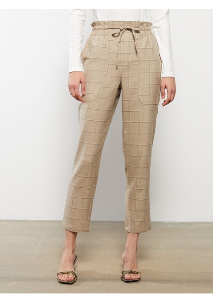 Yeni Sezon Rahat Kalıp Ekose Kadın Pantolon indirimleri