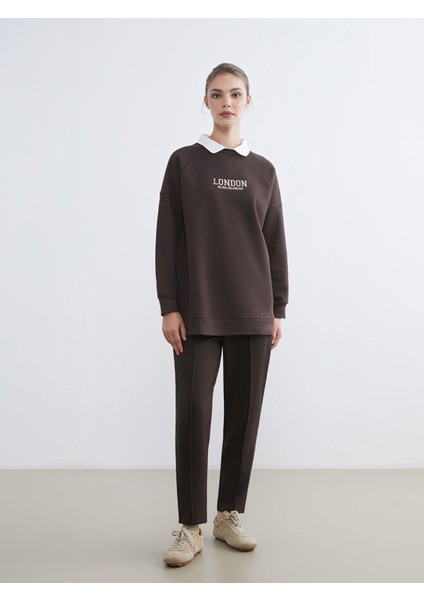 Yeni Sezon London Nakışlı Kadın Kalın Sweatshirt Tunik fiyatları