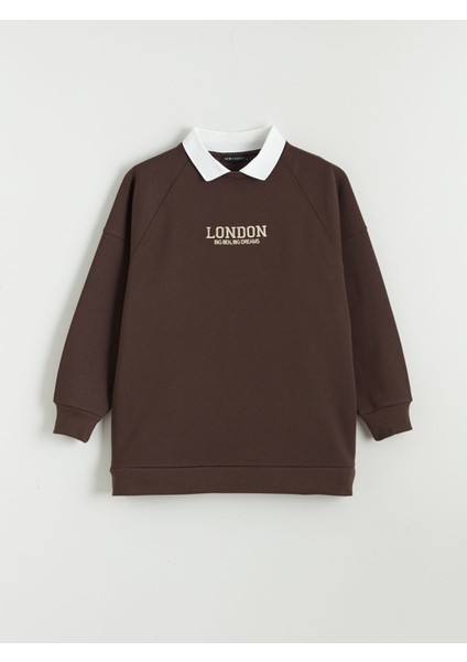 Yeni Sezon London Nakışlı Kadın Kalın Sweatshirt Tunik indirimleri