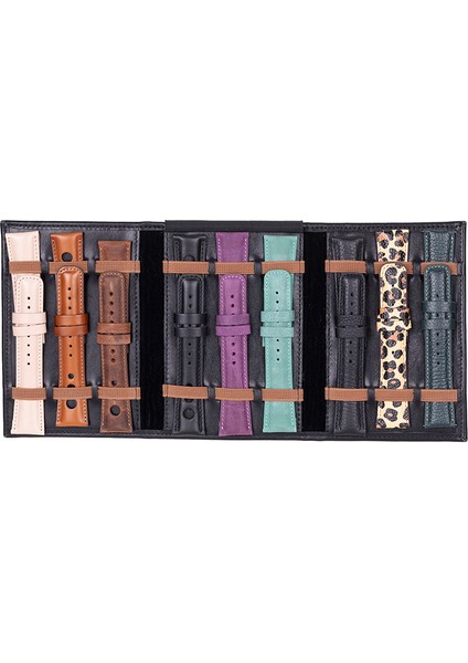 Hakiki Deri, El Yapımı, Saat Kordonu Taşıma Çantası, Kömür Siyah