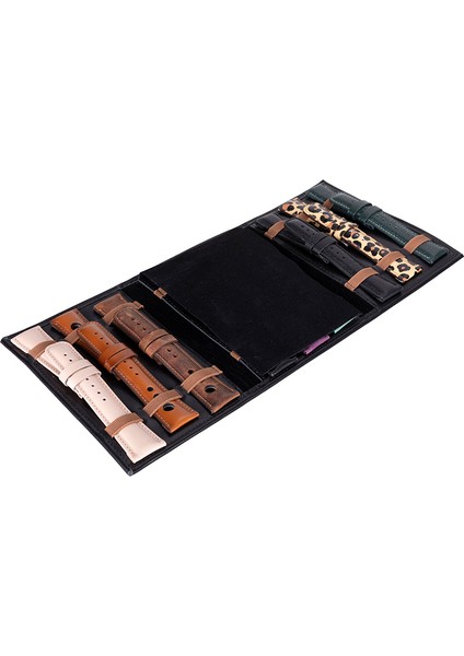 Hakiki Deri, El Yapımı, Saat Kordonu Taşıma Çantası, Kömür Siyah modelleri