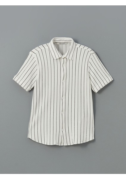 Yeni Sezon Kısa Kollu Çizgili Erkek Çocuk Gömlek