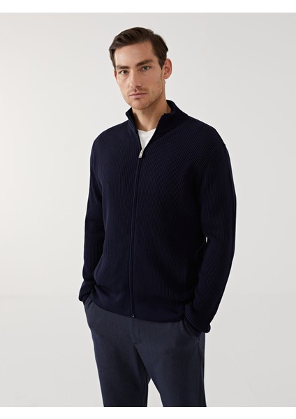 Yeni Sezon Standart Kalıp Dik Yaka Erkek Triko Hırka