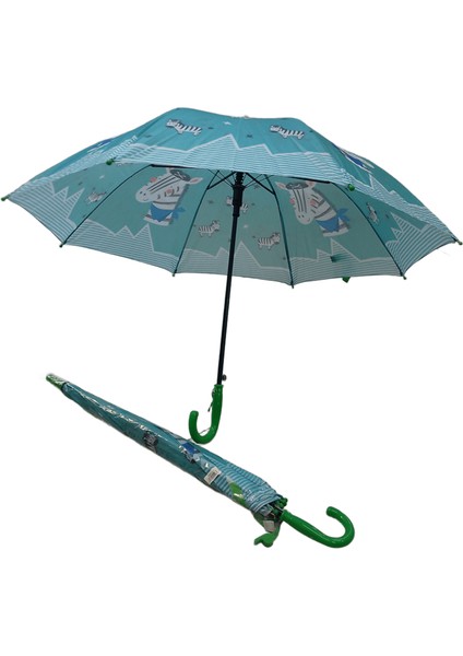 Eğlenceli Desenli Çocuk Şemsiyesi Düdüklü