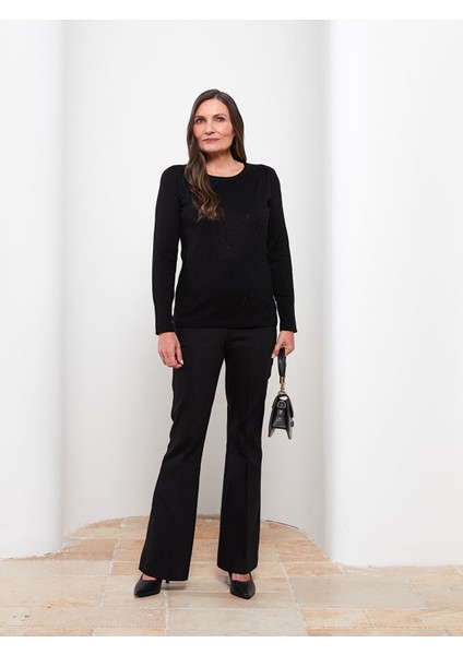 Yeni Sezon Bisiklet Yaka Baskılı Uzun Kollu Kadın Triko Kazak fırsatları