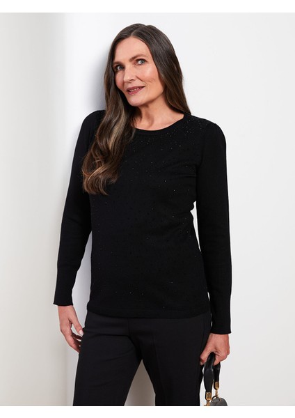 Yeni Sezon Bisiklet Yaka Baskılı Uzun Kollu Kadın Triko Kazak indirimleri