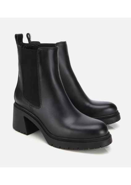 01BOH313160A100 KADIN Deri Siyah Lastik Detaylı Kalın Topuklu Bot fiyatları