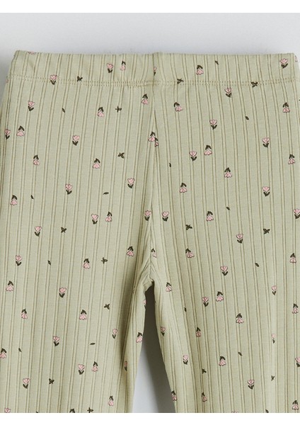 Yeni Sezon Beli Lastikli Çiçek Baskılı Kız Çocuk Tayt modelleri