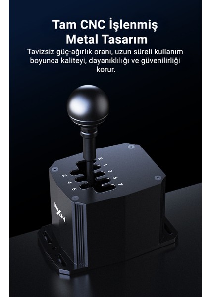 Sf U H-Vites Kolu (7+R) | Tam Cnc Metal, 16-Bit Hassasiyet ve Ayarlanabilir Vites Hissiyatı | Pc ve Pxn Base Uyumlu