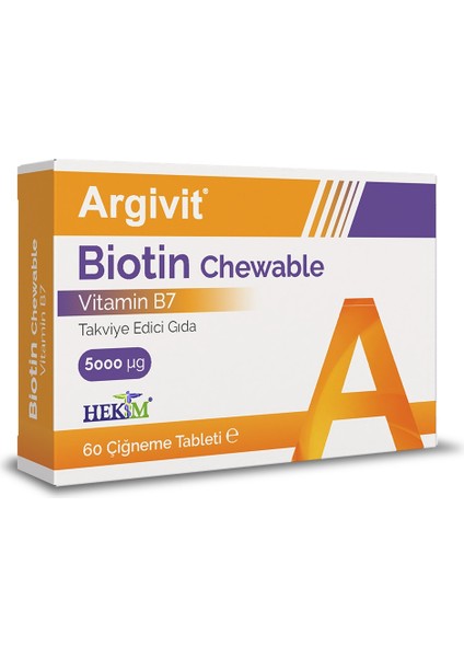 Biotin Chewable (B7 Vtitamini) Içeren Takviye Edici Gıda 60 Çiğneme Tableti fiyatları