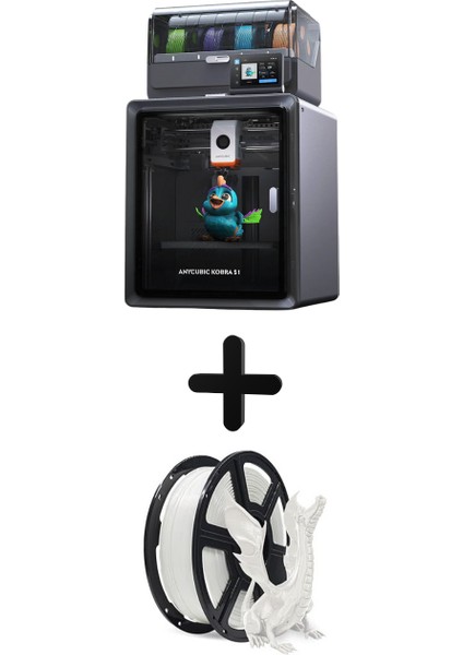 Kobra S1 Combo 3D Yazıcı + Flashforge 1.75MM Beyaz 1000G Filament