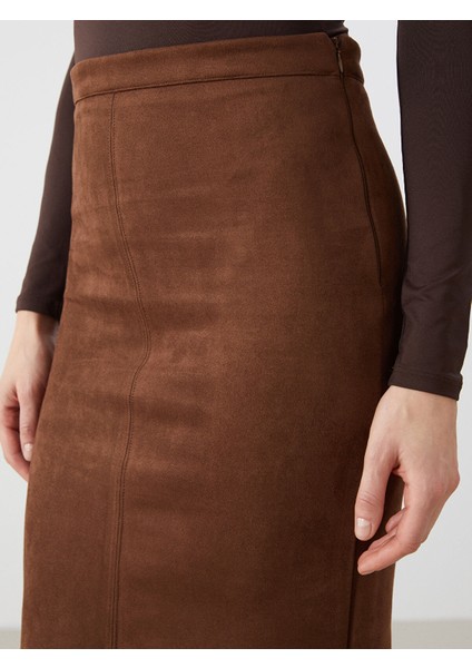 Yeni Sezon Beli Fermuarlı Süet Kadın Etek modelleri