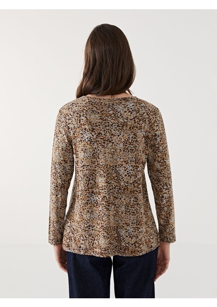 Yeni Sezon Bisiklet Yaka Leopar Desenli Kadın Bluz indirimleri