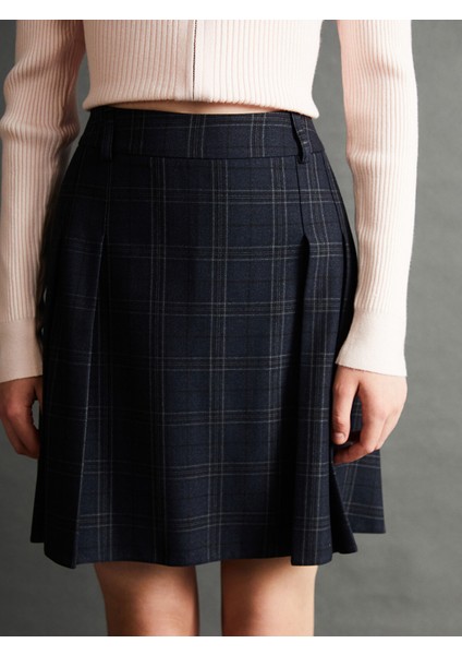 Yeni Sezon Beli Fermuarlı Ekose Kadın Etek modelleri