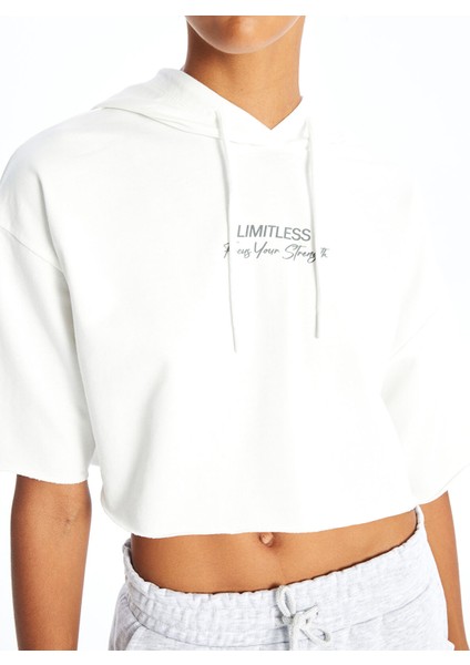 Yeni Sezon Baskılı Kısa Kollu Crop Kadın Hoodie modelleri