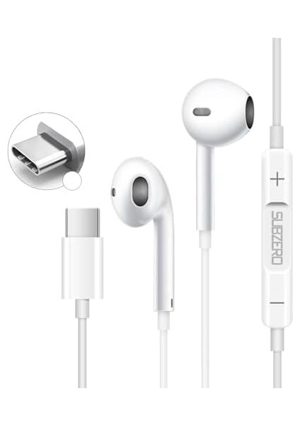 Galaxy A16 Uyumlu Type C Kulaklık Mikrofonlu Beyaz modelleri