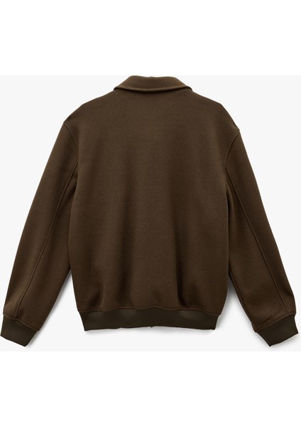 Uzun Kollu Cepli Fermuarlı Gömlek Yaka Kaşe Bomber Ceket fiyatları