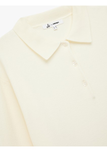 Uzun Kollu Düğme Detaylı Basic Polo Yaka Triko Kazak indirimleri