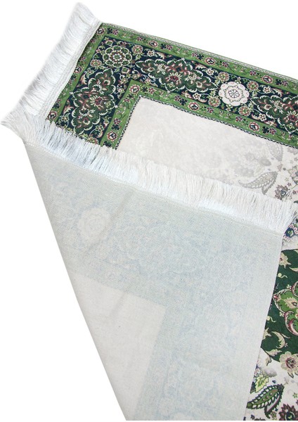Ipeksi Dokulu Çantalı Kadife Seccade - Rumi Motifli, Pratik, Taşınabilir - Yeşil modelleri