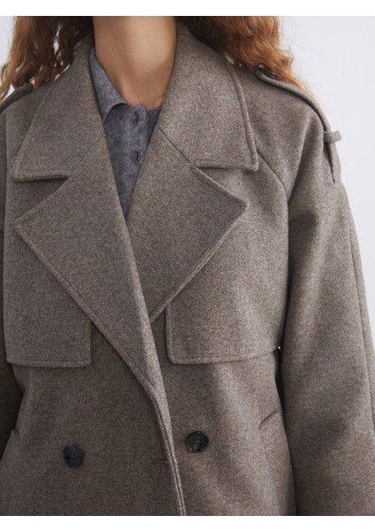 Yeni Sezon Kruvaze Yaka Kadın Kaşe Kaban modelleri