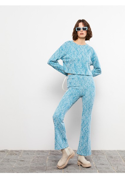 Yeni Sezon Standart Fit Desenli Kadın Pantolon