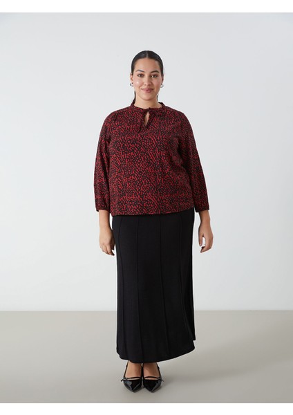 Yeni Sezon Bağlamalı Yaka Desenli Kadın Bluz modelleri