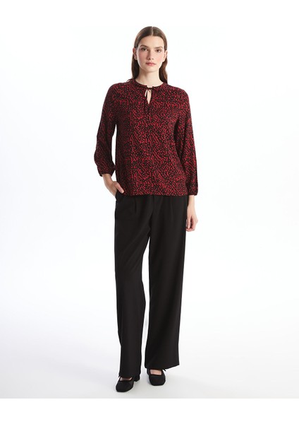 Yeni Sezon Bağlamalı Yaka Desenli Kadın Bluz fırsatları