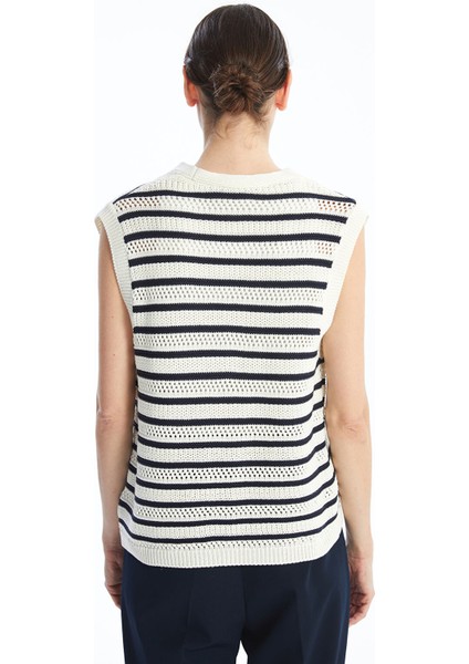 Yeni Sezon V Yaka Çizgili Kadın Triko Süveter fırsatları