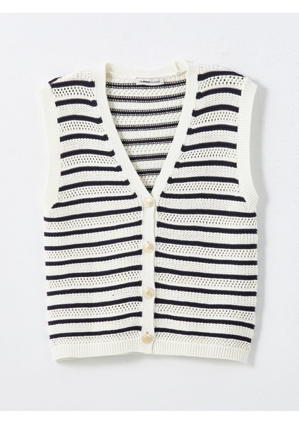 Yeni Sezon V Yaka Çizgili Kadın Triko Süveter indirimleri