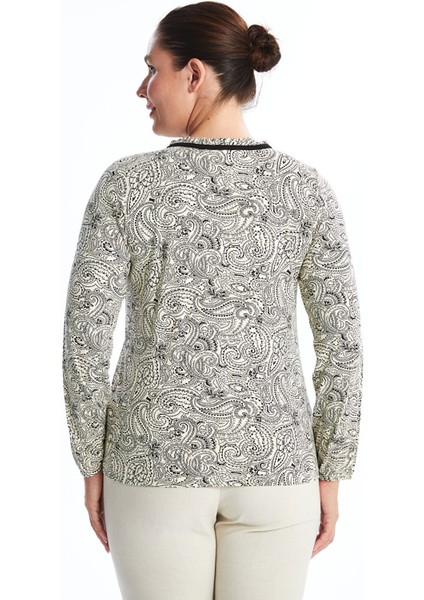 Yeni Sezon Bağlamalı Yaka Desenli Kadın Bluz fırsatları