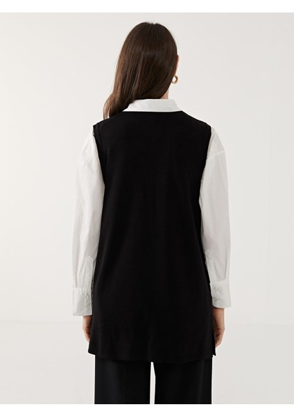 Yeni Sezon V Yaka Taşlı Kadın Triko Yelek fırsatları