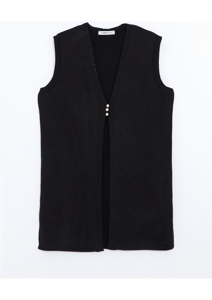 Yeni Sezon V Yaka Taşlı Kadın Triko Yelek indirimleri