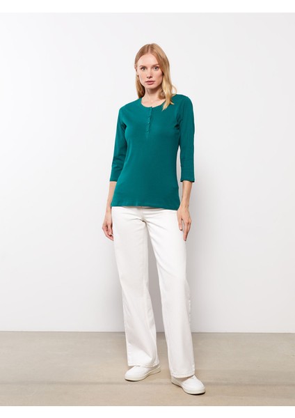 Yeni Sezon Bisiklet Yaka Düz Pamuklu Kadın Tişört