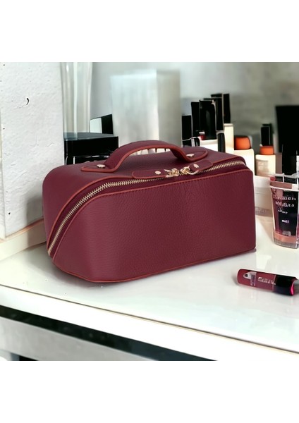 Ella Kadın Seyahat Kozmetik Bakım Makyaj Çantası Organizer Bordo fiyatları