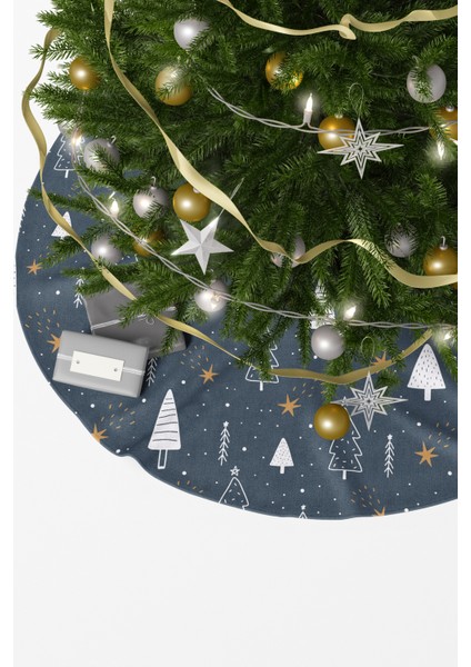 Lacivert Çam Ağacı ve Yıldız Desenli Yılbaşı Çam Ağacı Örtüsü fiyatları