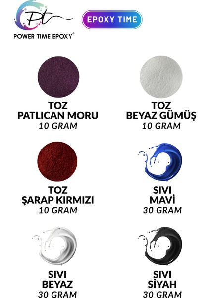 6'lı Epoksi Pigment Boya Seti / Epoksi Için / 3 Adet Toz Sedefli - 3 Adet Sıvı Opak-Transparan fiyatları