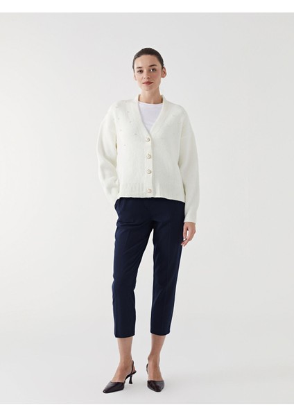 Yeni Sezon V Yaka Parlak Taşlı Kadın Triko Hırka fiyatları